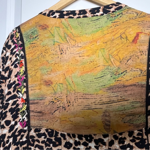 JOHN MARK Women Size XL Tunic Top Embroidered Mixed Print Tassel Artsy Boho - Picture 7 of 11